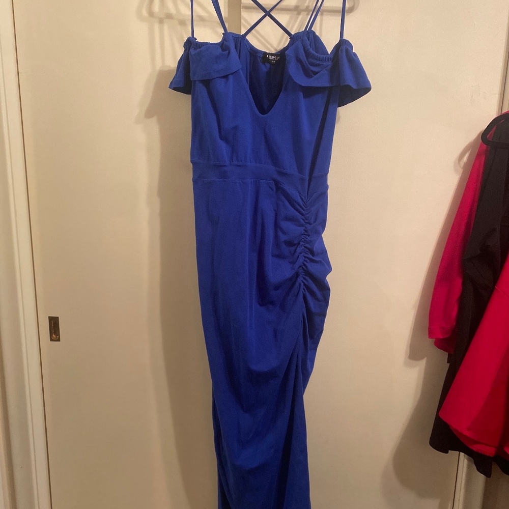 Rebdolls NWT "Got His Attention" Plus-Size Ruched Dress, Blue, Size 5X